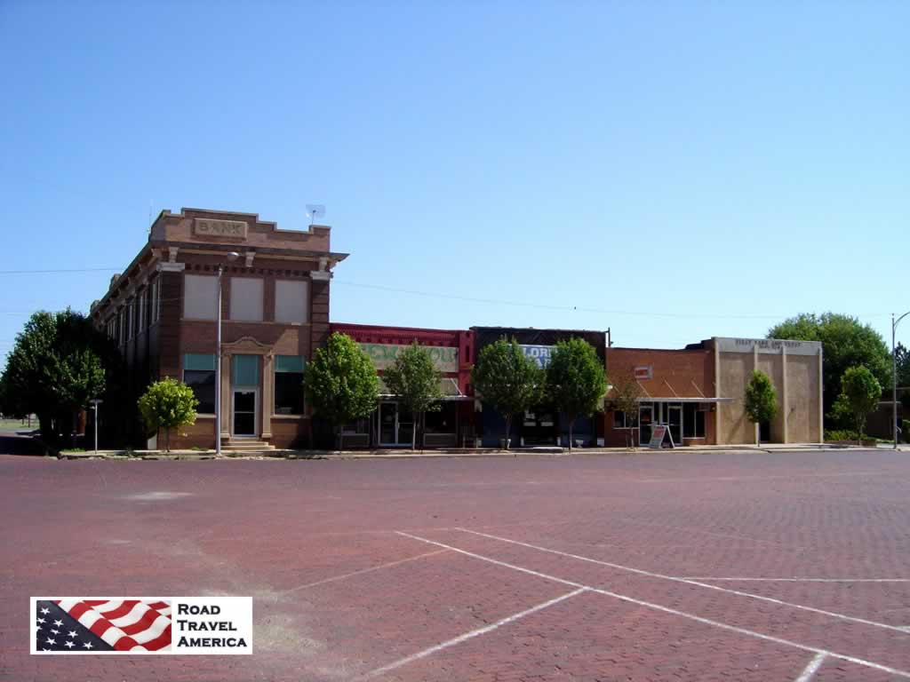 The red brick streets of downtown Memphis, Texas, on U.S. Highway 287