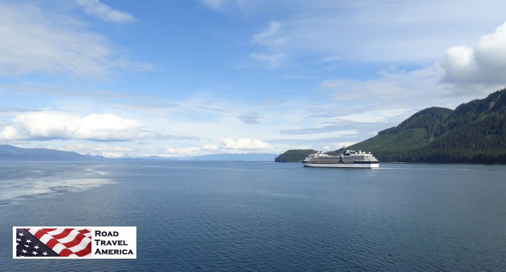 The brilliant, blue open waters of Icy Strait in Alaska