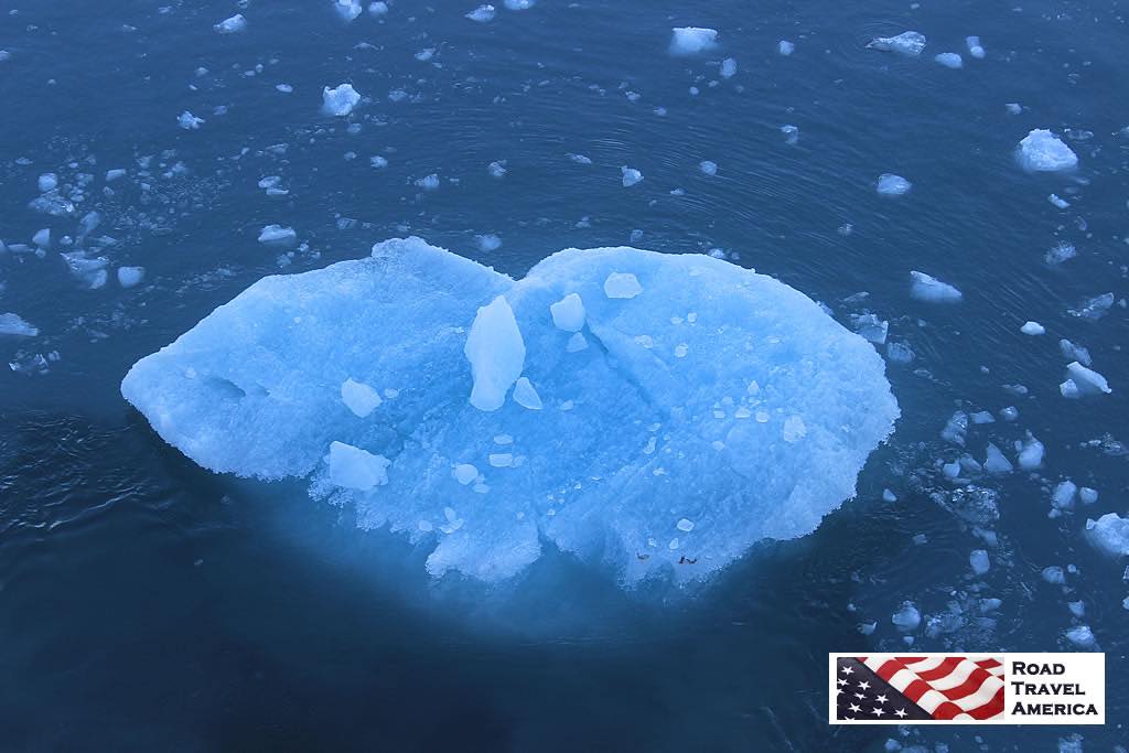 Deep blue waters and blue ice in Hubbard Bay