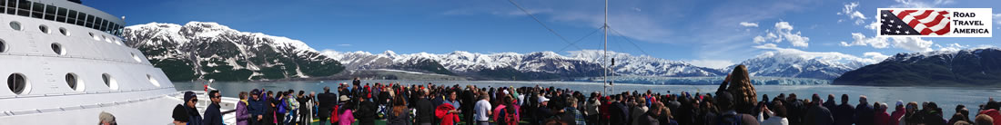 Panoramic view of the Hubbard Glacier seen from the Celebrity Infinity cruise ship