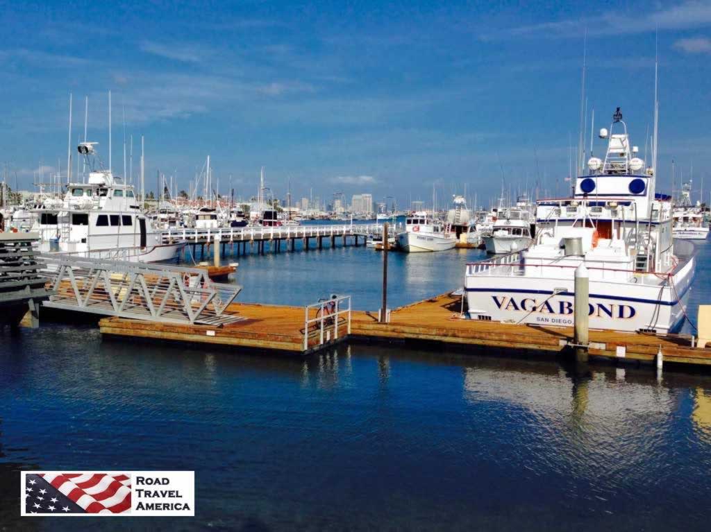 Fishing boats and pleasure boats docked in San Diego, California