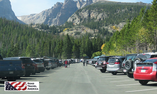 Parking lot full at Bear Lake