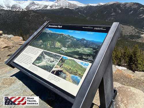Sign at Horseshoe Park on Trail Ridge Road in Colorado