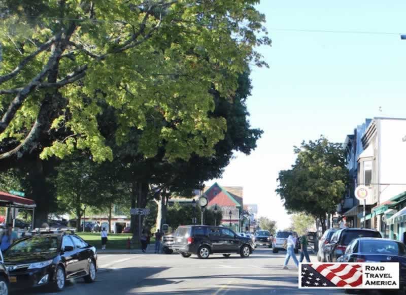 View down Main Street in Bar Harbor, Maine View down Main Street in Bar Harbor, Maine