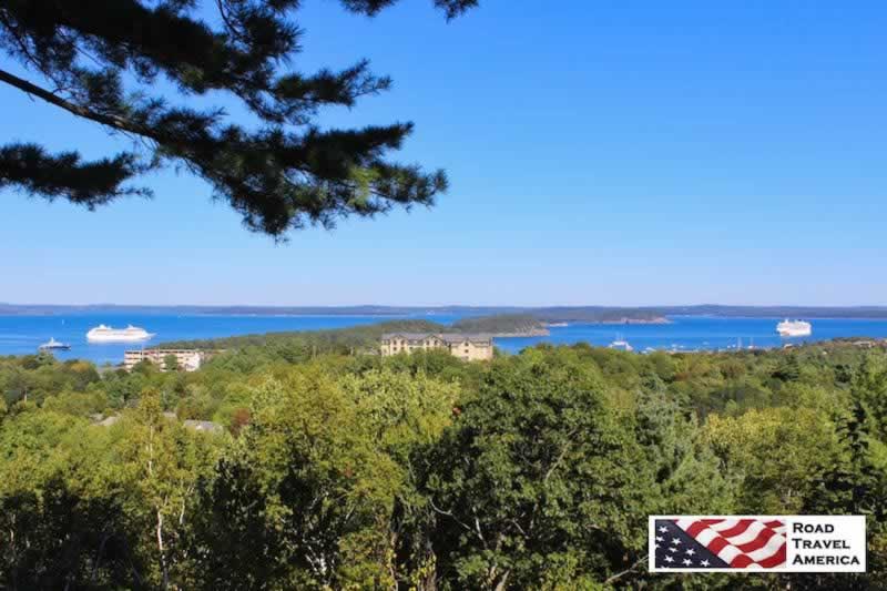 View of Bar Harbor from high above in Acadia National Park View of Bar Harbor from high above in Acadia National Park
