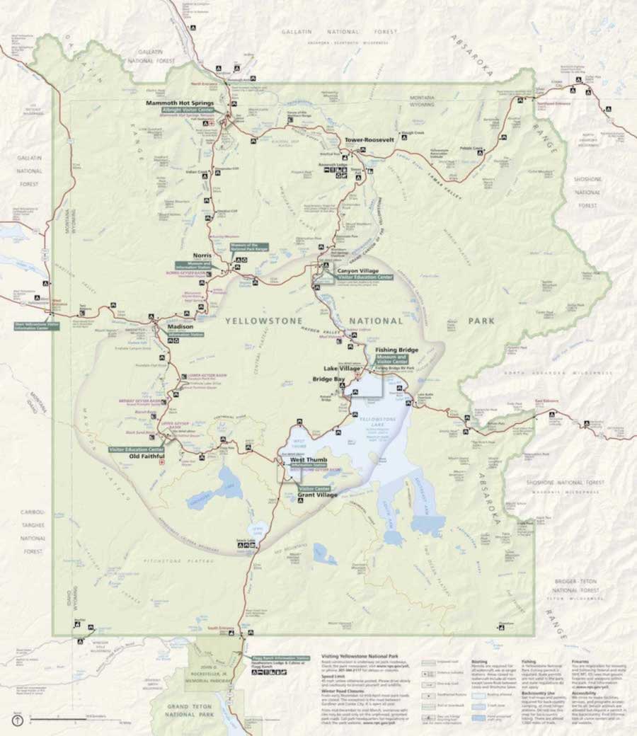 Map of Yellowstone National Park Map of Yellowstone National Park