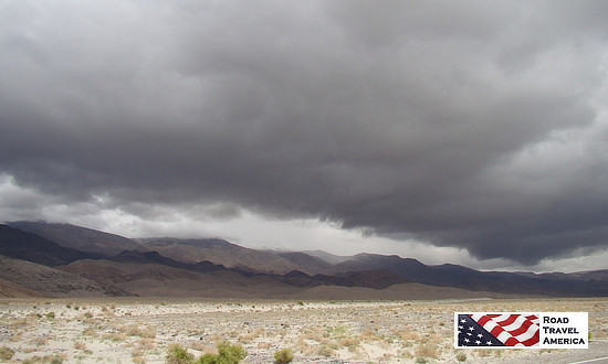 Storm clouds and rain settle in over Death Valley National Park
