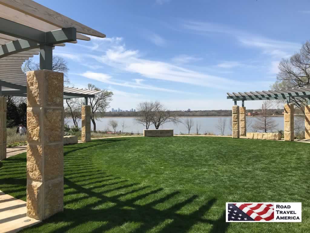 Overlooking White Rock Lake and the downtown Dallas skyline from the arboretum