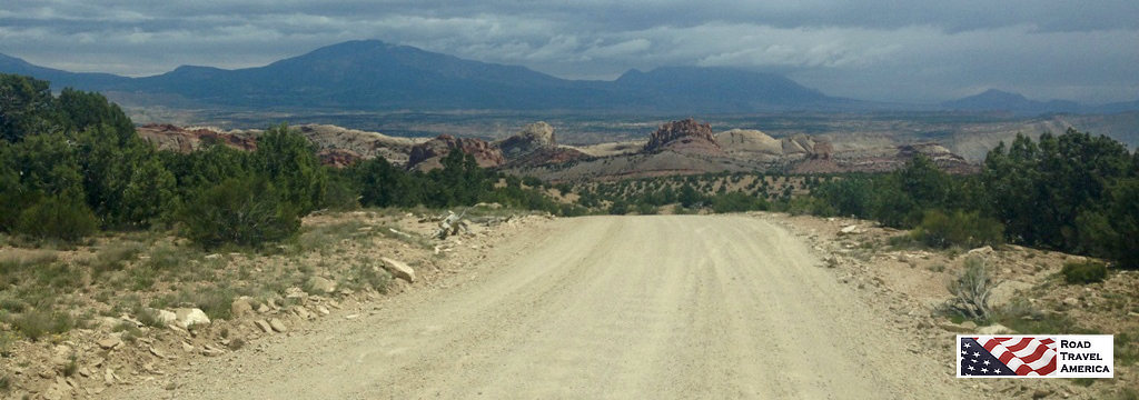 Driving the dirt and gravel section of the Burr Trail, heading to the switchbacks