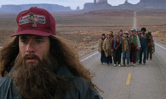 The scene in the movie when Forrest Gump ends his 3-year coast-to-coast run, near Monument Valley
