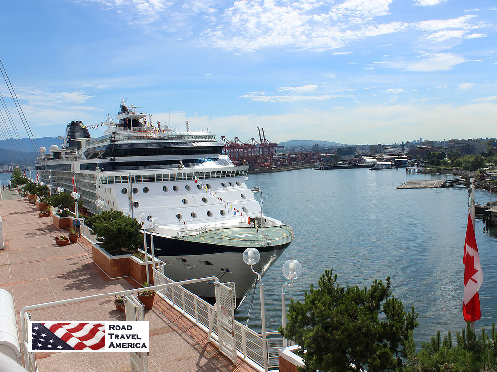 The cruise ship Celebrity Infiniti awaiting departure from Vancouver's Canada Place