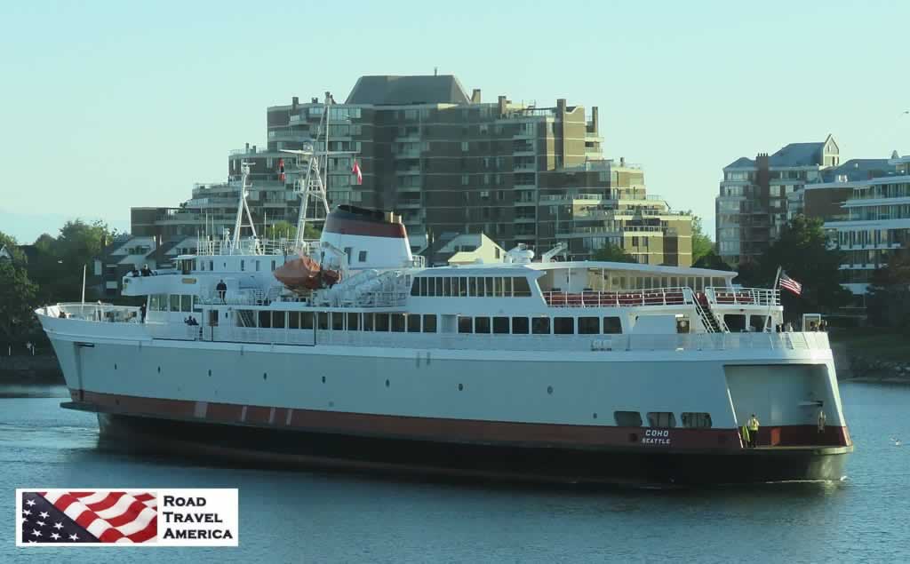 The Coho ferry of Black Ball Ferry Line arriving in Victoria from Port Angeles, Washington