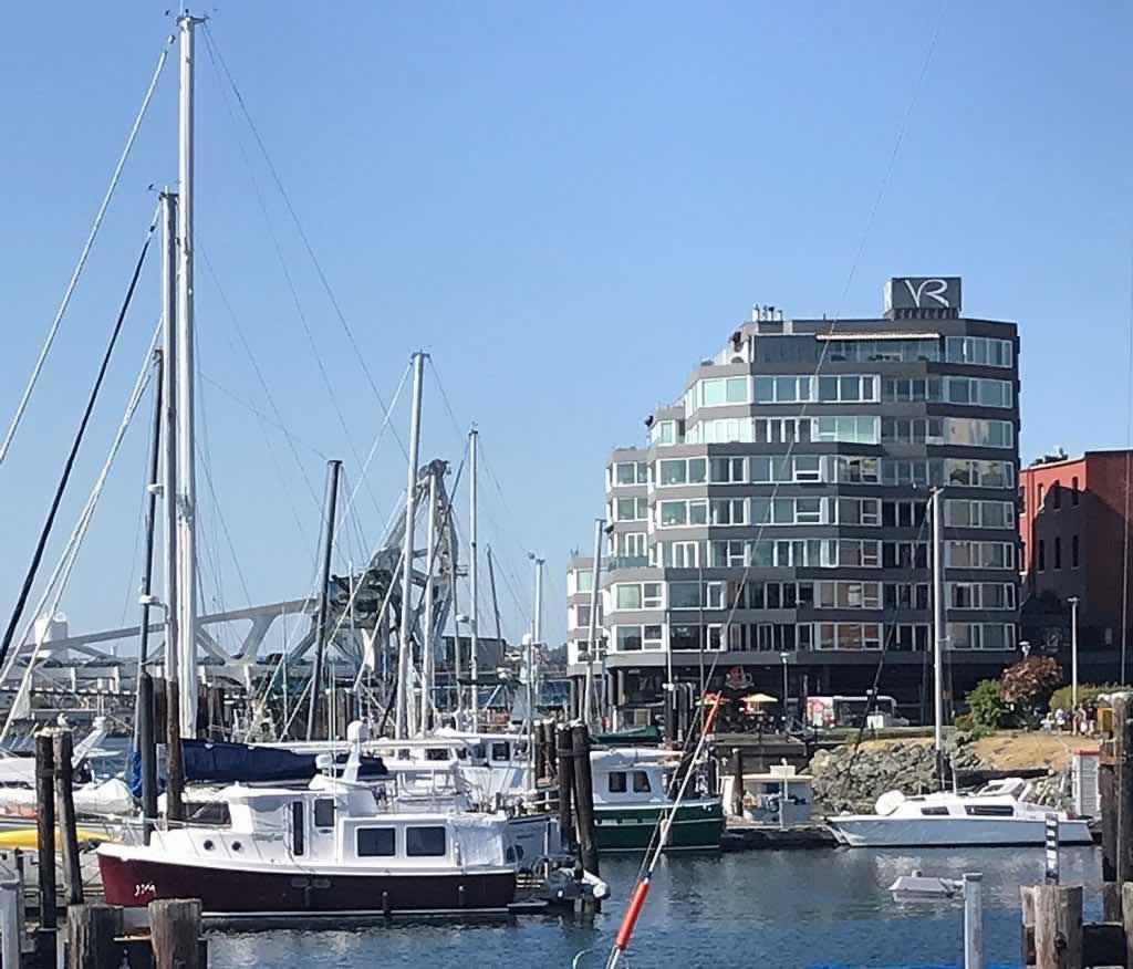 Victoria harbour, with the Victoria Regent Waterfront Hotel in the distance