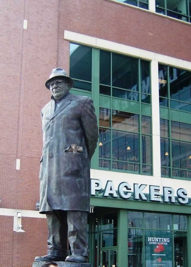 Vince Lombardi sculpture at Lambeau Field in Green Bay, Wisconsin