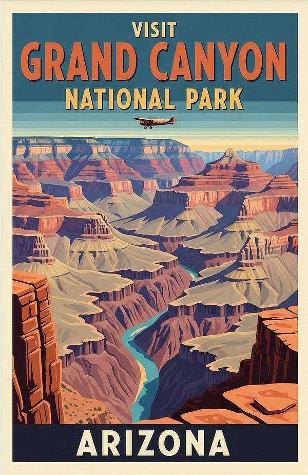Vintage travel poster for Grand Canyon National Park in Arizona