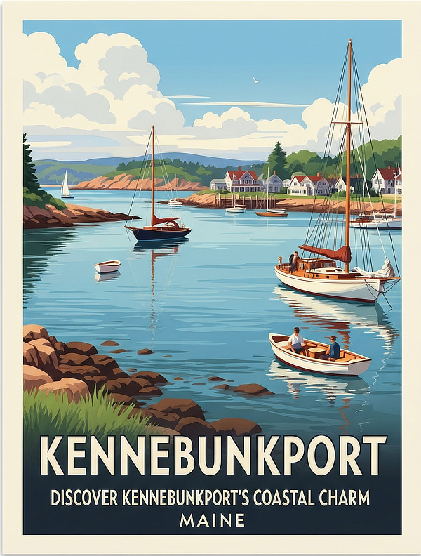 Vintage travel poster for Kennebunkport, Maine